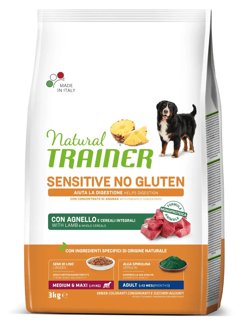 Natural Trainer Sensitive Adult Medium/Maxi Agnello 3kg No Gluten - Cane Adulto Natural Trainer Sensitive Adult Medium/Maxi Agnello 3kg No Gluten - Cane Adulto